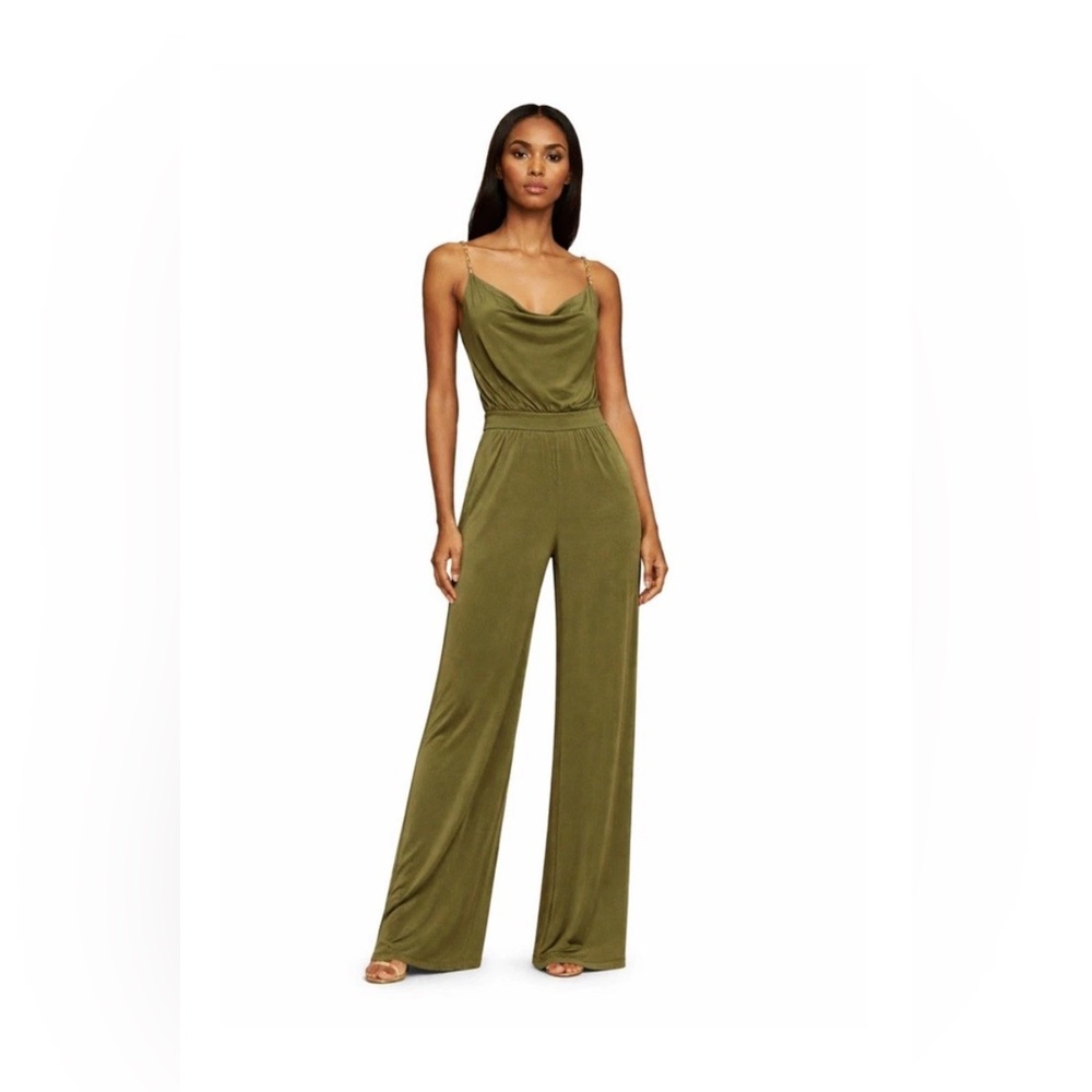 NWT Jason Wu Emmett Jersey Cowl Neck Olive Green Jumpsuit - Size M